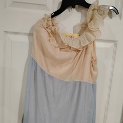Entro NWT One Shoulder Maxi Dress Large Pastel Color Block Sparkle Lined