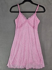 H&M Divided Slip Dress Mini Coquette Pink White Floral Vneck Mesh Lace Small