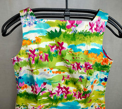 Rebecca Thomas 90s Sleeveless Shift Dress Womens Sz 8 Watercolor Floral Coastal