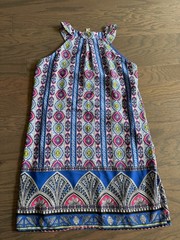 PINK OWL Lined DRESS BoHo Art Deco Women&rsquo;s size Medium Blue