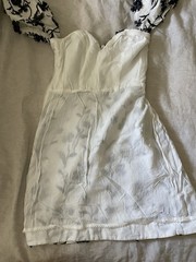 Anthropologie Off the Shoulder Floral Black and White Embroidered Dress