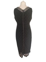 Women Black Dress UK 16 Party Cocktail Midi MINT VELVET Art Deco V Neck Cut Out