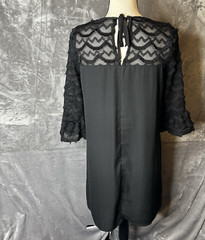 Pink Owl Dress Womens Medium Black Contrast Lace Keyhole Tie Cocktail Short