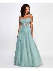 SAY YES TO THE PROM Womens Spaghetti Strap Full-Length Formal Fit + Flare Dress
