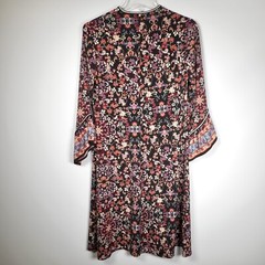 Max Studio Floral 3/4 Bell Sleeve S Shift Dress Nordstrom Purple Black Stretch