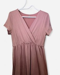 Mother Bee 🐝! Dust Pink, V-Neck. Maxi Dress Stretch Maternity XL