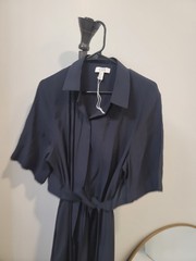 COS Collared Button Down Linen Ipen Back Dress Women&rsquo;s Black Boho Lagenlook 14