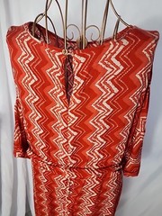 Drawstring Waist 3/4 Cuff Sleeves Key Hole Back With Button Close