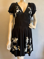 Gaetano Navarra Rare Hand Beaded Embroidered Black Dress IT42 BNWT
