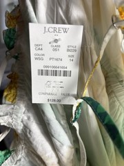 J.Crew Pineapple Squareneck Ruffle Maxi Dress Sz 14 White Yellow Green NWT