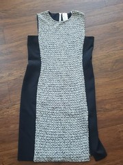 St John Navy White Tweed Sheath Dress Size 14 Preppy Workcore Old Money Luxury