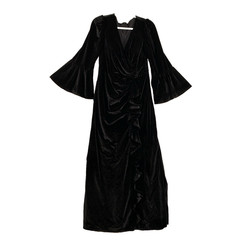Wear Your Love size 12? Black Velvet Lined Heavy Hostess Gown Ruffled Dress NWT
