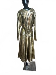 1980s Liquid Gold Lamé Metallic Dress Jackie Bernard for Eklektic Norman-Marcus