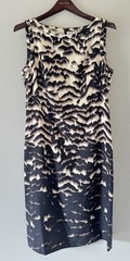 Banana Republic Silk Wool Sheath Dress Size 8 Tall Sleeveless Lined Black/Cream