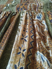 Vintage Select Brown and Green Beaded Floral Animal Print Dress Women&rsquo;s Medium