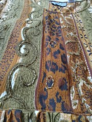 Vintage Select Brown and Green Beaded Floral Animal Print Dress Women&rsquo;s Medium