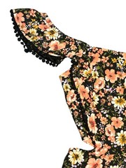 Forever 21 Small Off the Shoulder Black Ditsy Floral Dress
