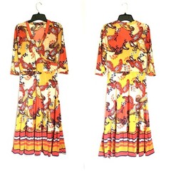 Mile Gabrielle Women S Vibrant Multicolor Paisley Madi Dress missing belt BOHO