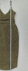 NWT Large SAYLOR Gold Ribbed & Sequins CYRIELLE Faux-Wrap TULIP Midi Event DRESS