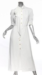 PRADA White Golden Button Bow Tie-Front Short Sleeve Long Dress IT40 US4 S NEW