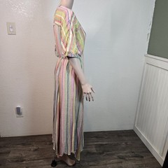 En Creme asymmetric striped midi Jenny dress, size medium
