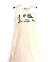 Vtg New Direction Linen Blend Dress Shirt Set African Animals Embroidery Bust 38