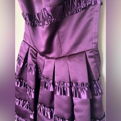 Betsey Johnson Strapless Cocktail Dress Purple Ruffled Mini size 2