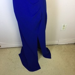 Woosea Formal Evening Gown Long Dress Size L Womans Blue Knit V-neck Sleeveless
