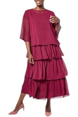 Antthony Women&rsquo;s Overlay Tiered Maxi Dress Wine