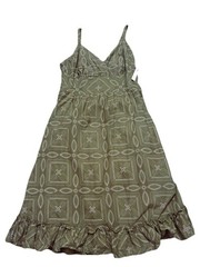 Apt.9 Women&rsquo;s Olive Green Ruffled Midi Summer Vacation Dress Smocked Back Sz 14