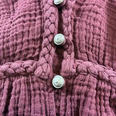 Anthropologie Burgundy Cotton Gauze Midi Dress Boho Braided Trim Small
