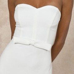 Lulus Momentous Romance White Strapless Bow Mermaid Maxi Dress Size Small NWOT