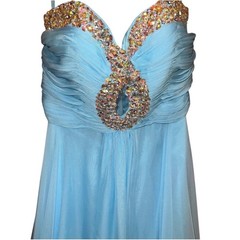 $798 Sherri Hill Rhinestone Strapless Blue Formal Prom Evening Gown Dress Sz 6/S