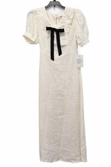 Böhme Women’s Dress NWT Size xs Cream, Ruffle Collar, black Bow. free shipping!