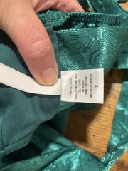 Lucy in the Sky Satin Jacquard Tie Open Back Dress in Emerald Green Sz Small