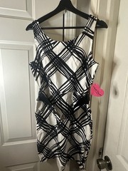 Heart Soul Black and White Geometric Print Dress L