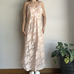 J.P. Michelet Collection Womens Medium Light Pink Semi Sheer Floral Maxi Dress