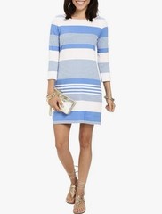 Lilly Pulitzer Marlowe Pullover Dress Bay Blue Coconut Stripe size large