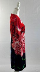 Peter Pilotto Floral Sheath Dress Red Black Cutout Neck Stretch Lined, Size US 8