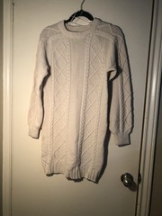 FRESHMAN 1996 Women X-Small Ivory Knitted Long Sleeve Sweater Dress