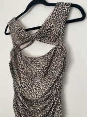 Betsey Johnson Leopard Print Ruched Midi Dress Size 10 Cocktail Party Dress