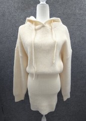 Le Lis Sweater Dress Womens Small Pullover Hooded Heavyweight Ivory NWT