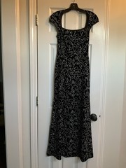 Black With Silver Thread Swirls Evening Gown