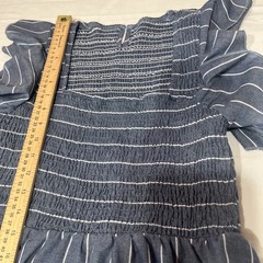 CUPSHE Women’s Blue And White Striped Smocked Midi Dress Square Neck Size Medium