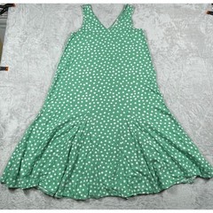Loft Petites Green Polka Dot V-Neck Sleeveless Maxi Dress Women&rsquo;s MP
