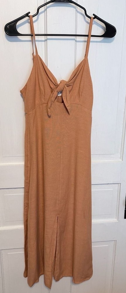 NWT Roxy Bittersweet Step Sleeveless Earthy Tan Tie-Front Midi 🐚 Roxy size Sm