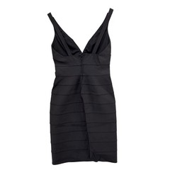 Bianca Nero Bandage Bodycon Mini Dress Black Sleeveless V Neck Size XS