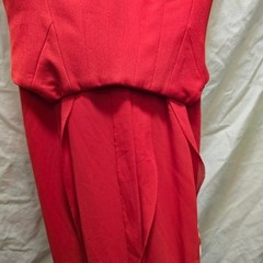 NWT OH POLLY Scarlet Red Ruffle High Slit Corset Maxi Dress US 4
