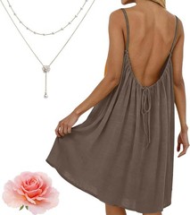 Women’s Backless Flowy Cami Lounge Dress Short, Backless Cami Dress for Women