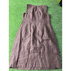 Talbots Dress Size 4 Linen lined Beaded Embroidered Sleeveless Sheath Brown